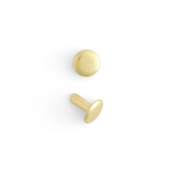 Double cap rivets small 1/4 brass plated (c)