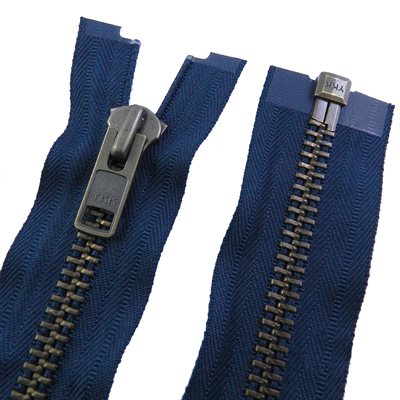 Zipper auto YKK #10, 30 separable, marine ant brass tooth.