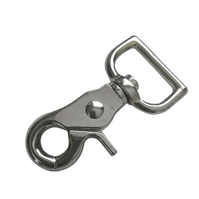 Carabiner 1" Brass, rota chisel D, nickel on brass