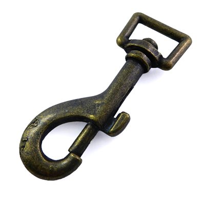 Mousqueton 3/4" x 3 fort rotatif plat laiton antique