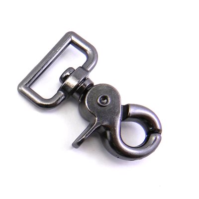 Carabiner 1" Gun metal plated, rotating scissor D