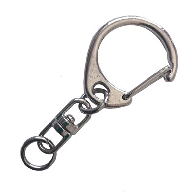 Mousqueton rotatif 27mm nickel porte-clef chaîne