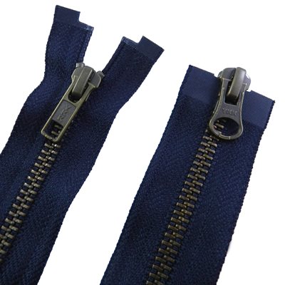 Zipper auto YKK #5 36 separator. 2 ways, antique brass teeth.