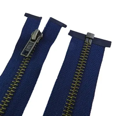 Canzip #5 auto zipper, 30 separable, antique brass tooth.