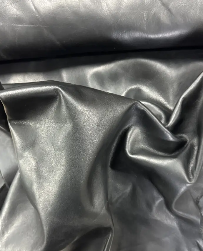 Natural Black Naked Polished Leather. A Grade