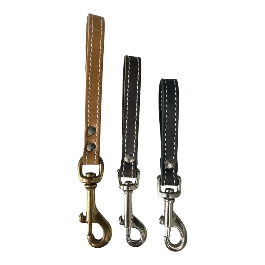 Poignée de Contrôle Pour Chien, Cuir 1/2, avec Mousqueton en Nickel.