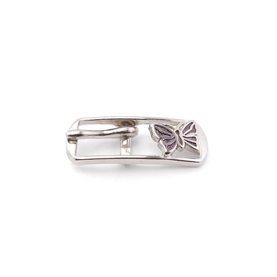 [C140] Boucle 1/2" (12mm) x 2" Décor papillon Nickel