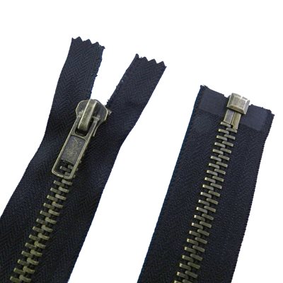Canzip #10 auto zipper, 30 separable, antique brass tooth.