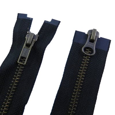 Zipper auto YKK #5 36 separator. 2 ways, antique brass teeth.