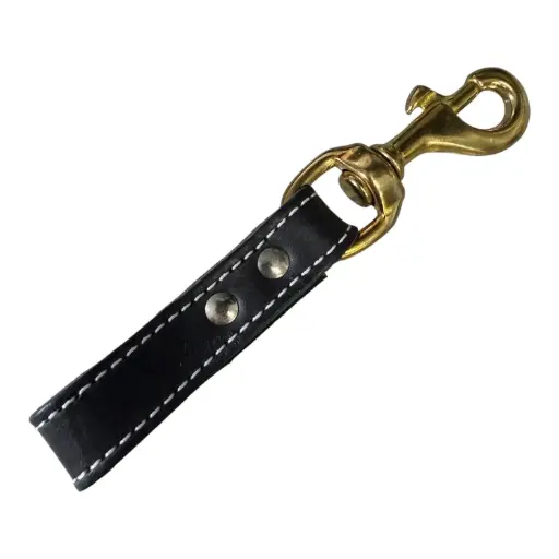Dog Control Handle, Leather, Brass Carabiner.