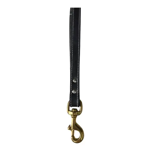 [51650-1N] Poignée de Contrôle Pour Chien Cuir double 3/4 x 1/2, Mousqueton en Nickel.
