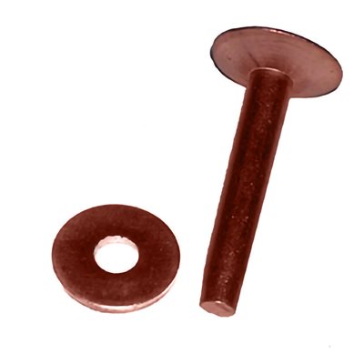 Rivet cuivre avec rondelles.
